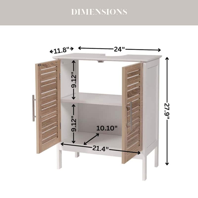 Stockholm Vanity Under-Sink Cabinet Double Vented Doors - 24"L x 11.8"D x 27.9"H