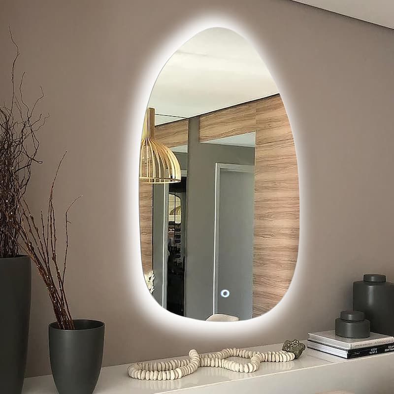 Asymmetrical Accent and Vanity Wall Mirror with Lights - 31" H x 22.8" x 1.18" D