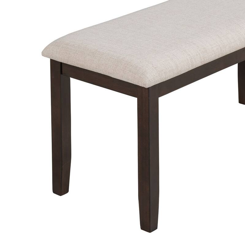 6 PCS Dining Table and Chair Set for 6-Foam-covered Seat Backs & Cushions