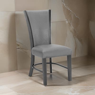 Brandon 24 Inch Side Chair Set of 2, Gray Fabric Upholstery, Curved Back