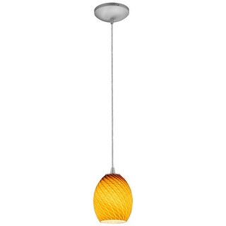 Access Lighting Brandy FireBird - E26 LED Cord Pendant - Brushed Steel Finish - Amber FireBird Glass Shade