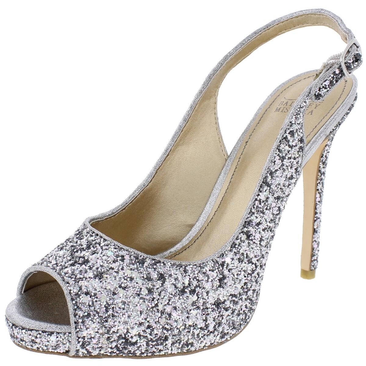 badgley mischka stephanie glitter slingback pump
