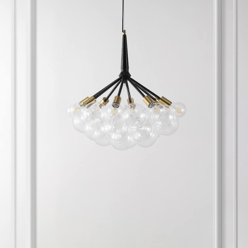 SAFAVIEH Lighting Exa Modern 8-Light Adjustable Chandelier (LED Bulbs Included) - 44.5 In. W x 6 In. D x 13-43 In. H - Multi