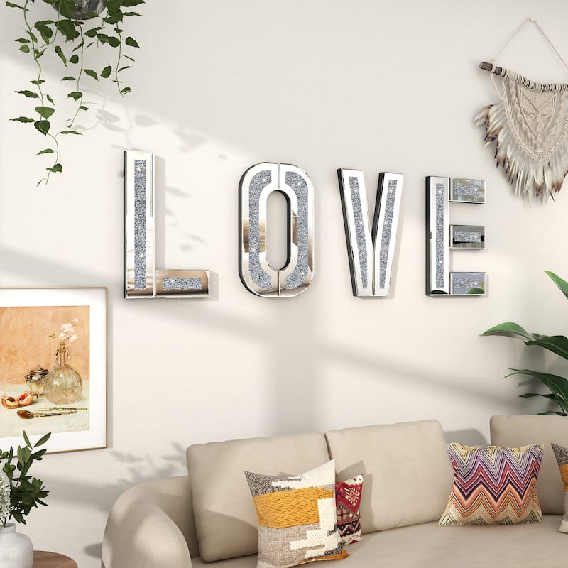4 Piece Handmade Mirror Letters Wall Décor Set