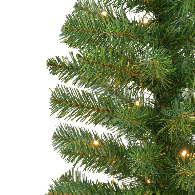 Puleo International Set of 2 Artificial Battery-Operated Pre-Lit Potted Christmas Trees