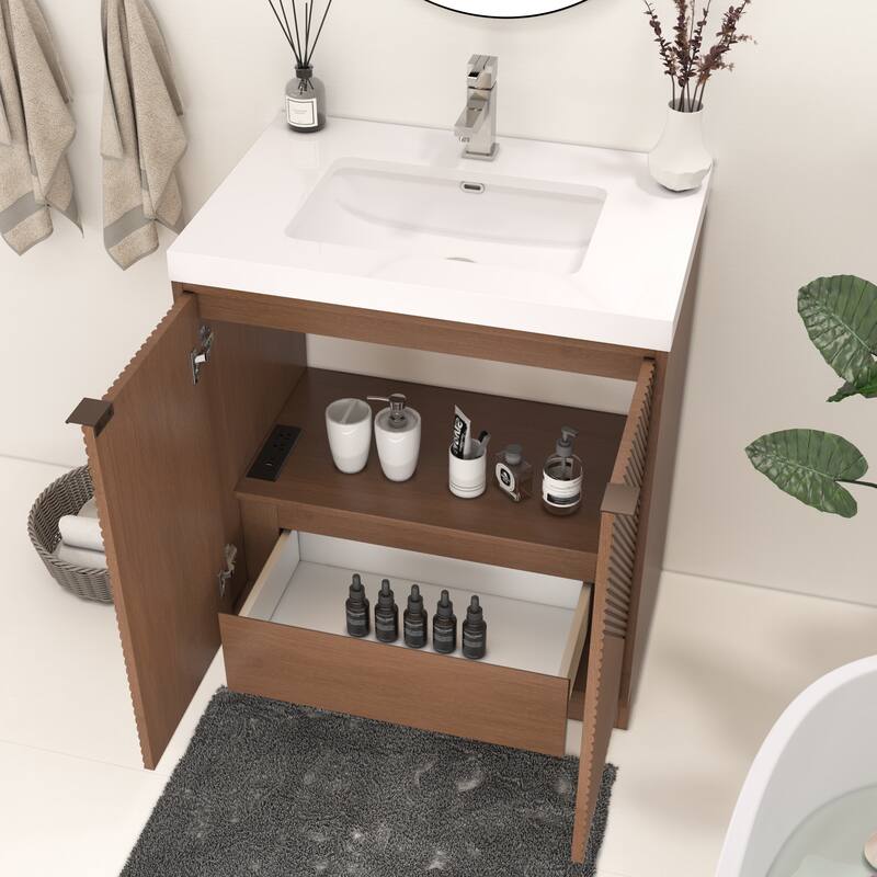 Milano 30" Freestanding Bathroom Vanity with White Acrylic Sink