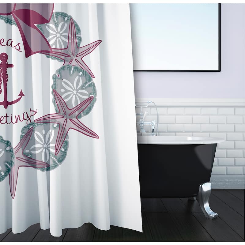 Seas and Greetings Wreath Shower Curtain