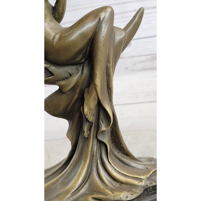 High Life Girl On Moon Bronze Statue Sculpture Figure 9 Inches X 6 Inches