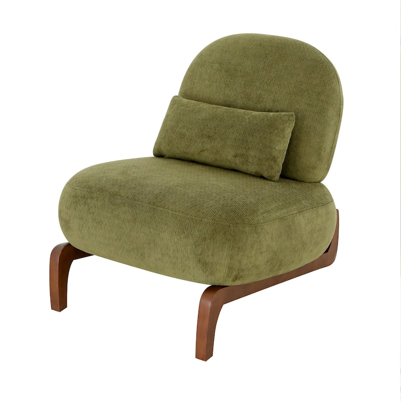 Cute Accent Chair with Solid Wood Legs, Velvet Living Room Chair with Soft Cushion, Cozy Bedroom Chair