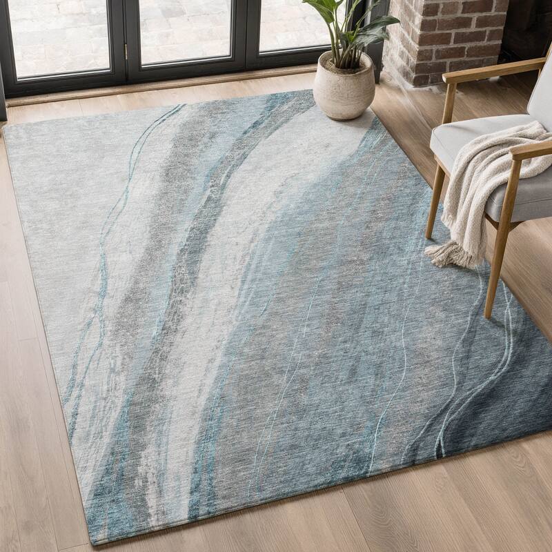 Premium Washable Super Soft Modern Motion Mayfield Rug - Teal - 2'6" x 3'10"