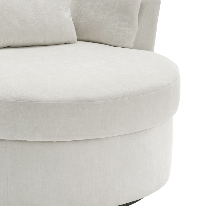 Upholstered Barrel Swivel Chairs with Moon Ottoman (Set of 2)