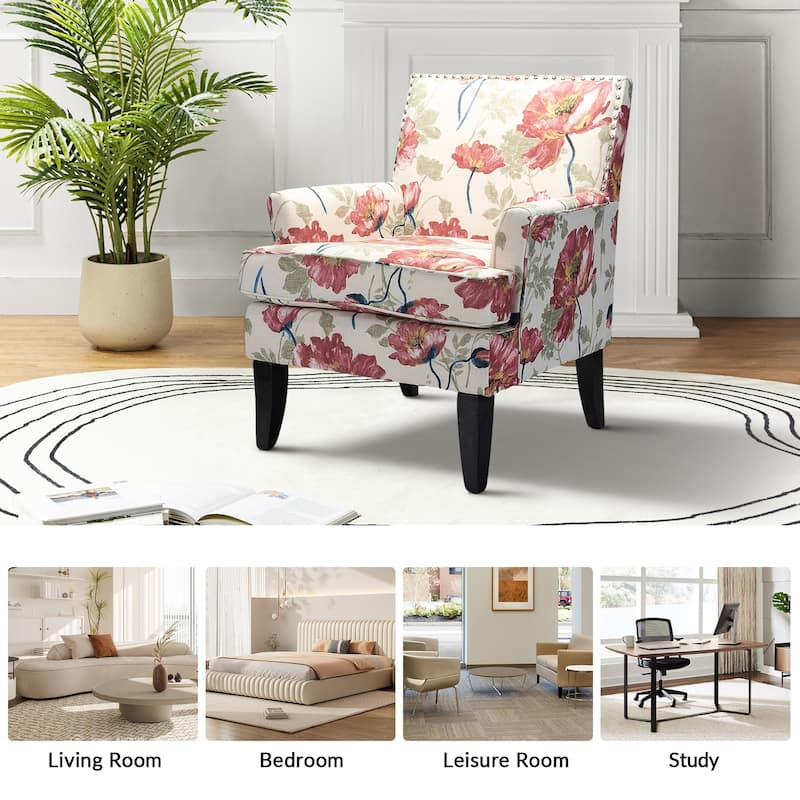 Akorda French Country Armchair with Nailhead Trim and Solid Wood Legs by HULALA HOME