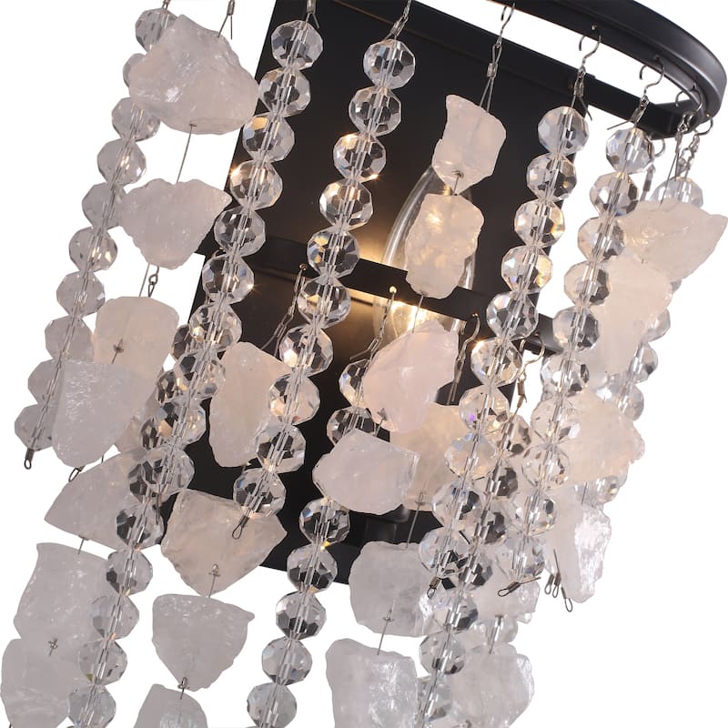 1 - Light Contemporary Wall Sconce with Crystal and Stone Embellishments - Matte black