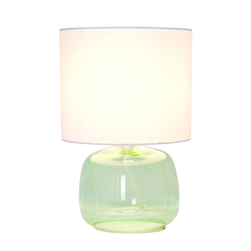 Round Glass Table Lamp with Drum Shade - 13.75" - Green and White