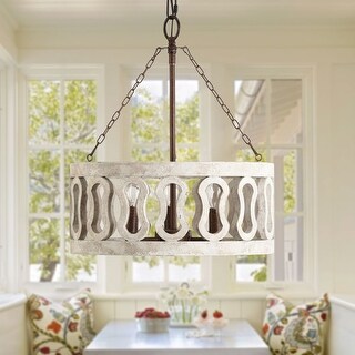 Cusp Barn 3-Light Farmhouse Candle Chandelier Rustic Drum Ceiling Pendant Light for Living Room