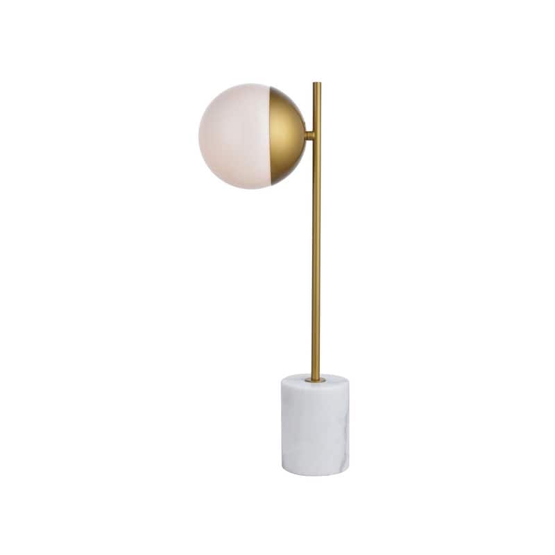 1-Light Table Lamp with Frosted White Glass - Brass