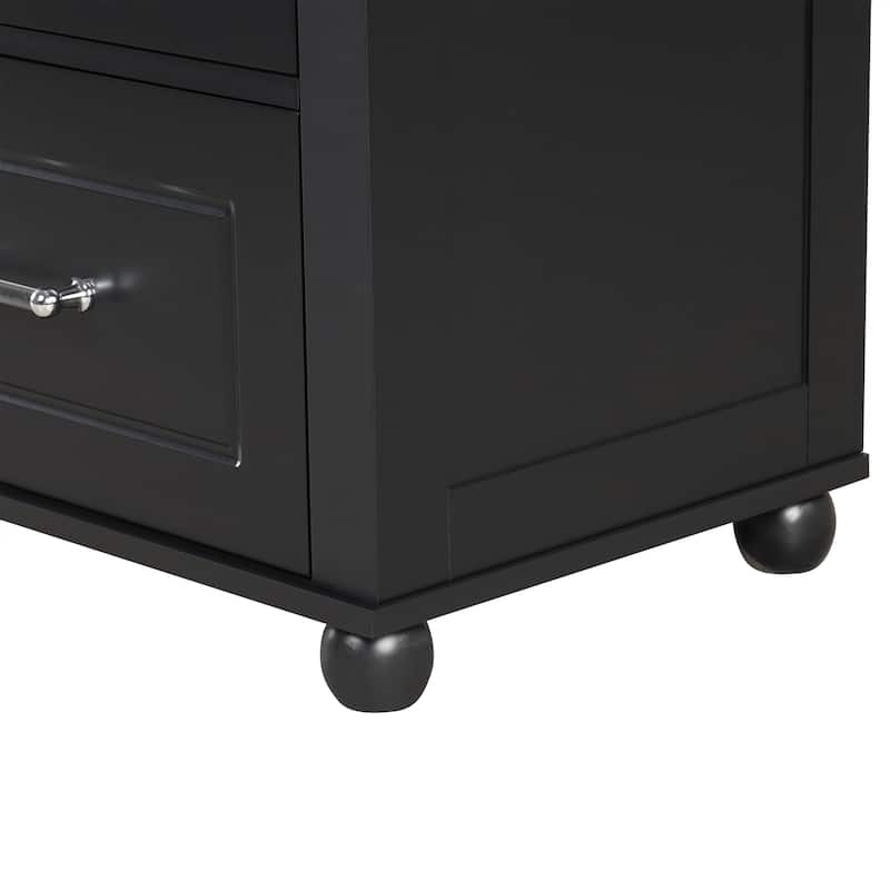 Tall Bathroom Storage Cabinet, Freestanding Storage Cabinet with Two Drawers and Adjustable Shelf, MDF Board with Painted Finish