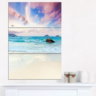 Designart "Exotic Seashore Sunset Over Blue Sea" Extra Large Seascape ...