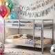 preview thumbnail 31 of 37, Twin over Twin Floor Bunk Bed, Low Height Design, Space-saving, White Grey