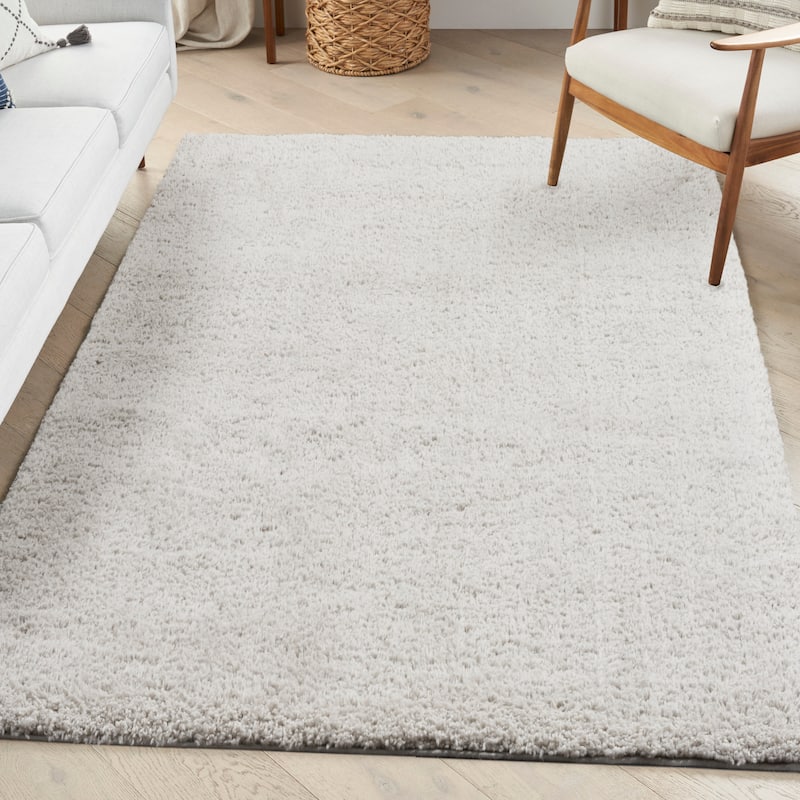 Nourison Modern Shag Indoor only Grey Solid Area Rug