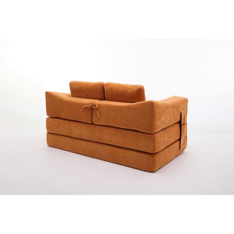 Fold-Out Sofa Bed Convertible Chair Floor Couch and Sleeping Mattress with Removable Backrest