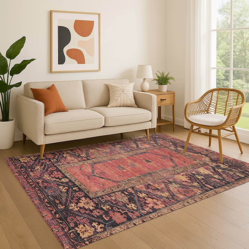 Premium Washable Super Soft Traditional Global Mayfield Rug - Salmon - 10' x 14'