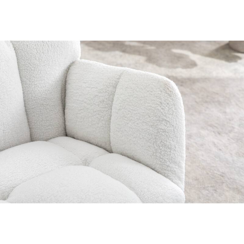 Teddy Fabric Rocking Glider Chair with Wooden Frame and 250lb Weight Capacity