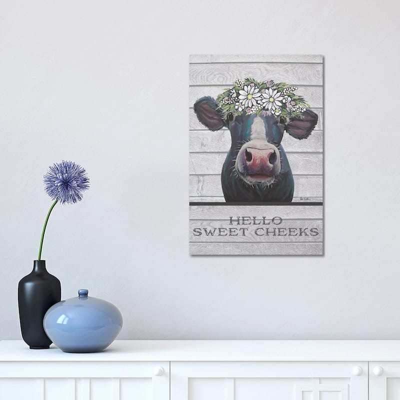 iCanvas "Cow Bathroom Art, Hello Sweet Cheeks" by Hippie Hound Studios Canvas Print - 18x12x1.5