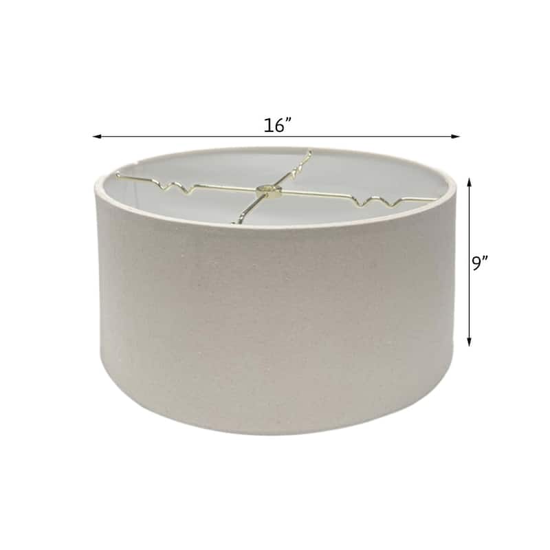 16x16x9 Hardback Shallow Drum Lampshade Light Oatmeal Linen Fabric