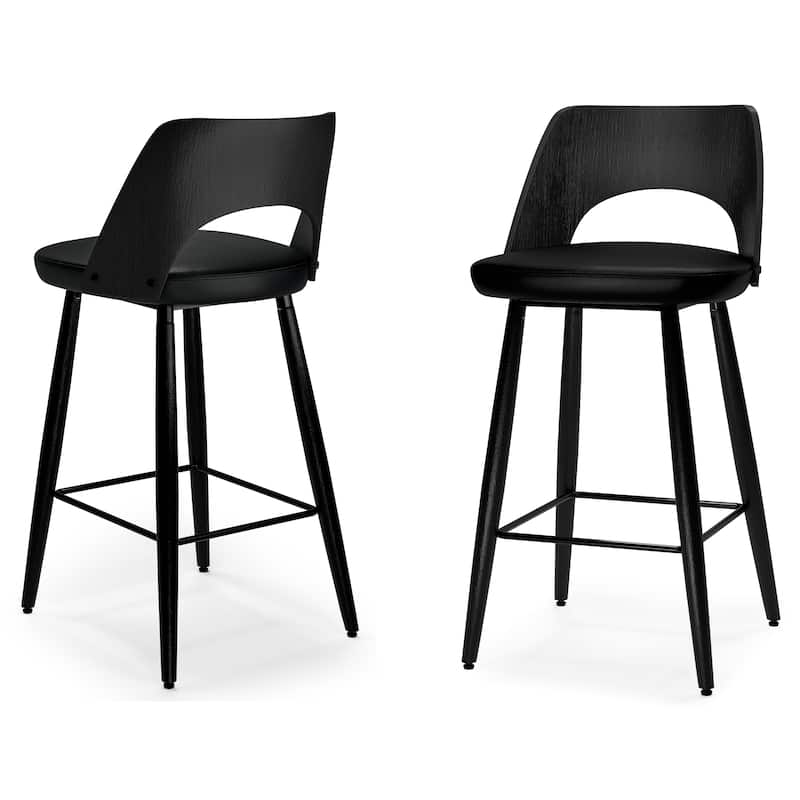 WYNDENHALL Addley Contemporary 16 inch Counter Height stool (Set of 2) - 18.5"D x 17.5"W x 34.6"H