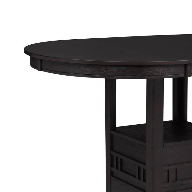 Mipo Counter Height Dining Table, Black Wood, 42-60 Inch Extendable Top - Charcoal Black