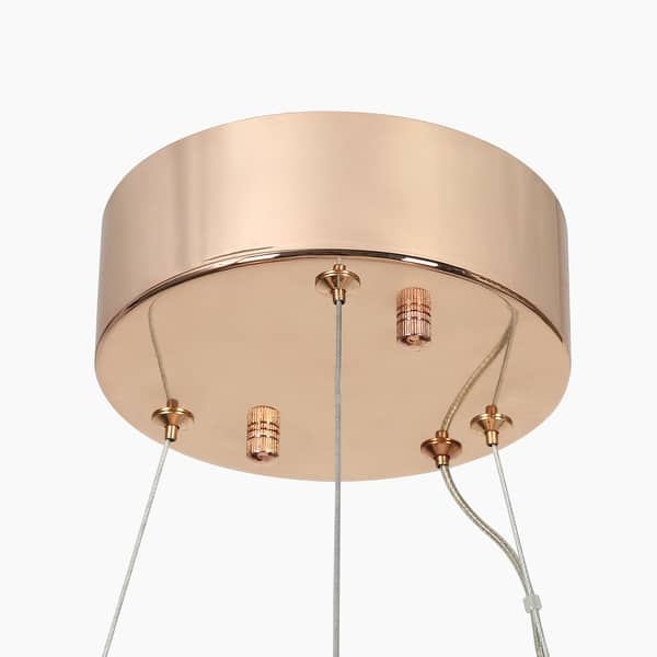 Canarm Elynn 24-Inch Round Gold LED Chandelier – Glam Pendant Light With Acrylic Shade, Dimmable, 3 CCT (3000K/4000K/5000K)