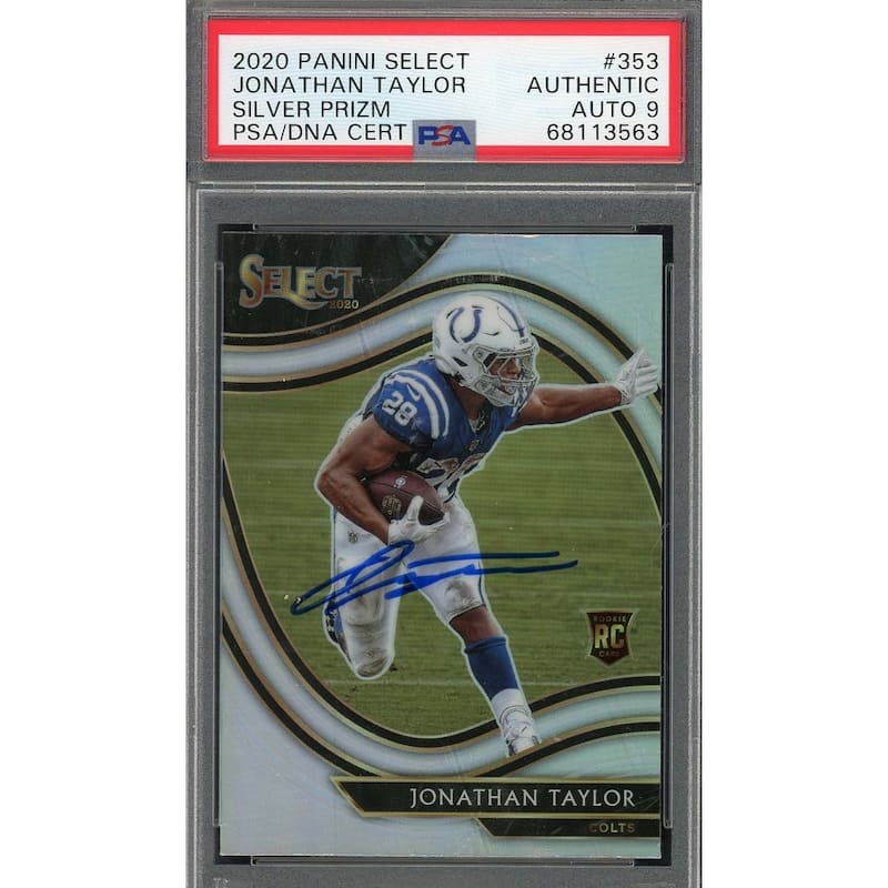 Jonathan Taylor 2020 Panini Select Silver Prizm Rookie Card #353 Auto PSA 9 - 8'6" x 11'6"