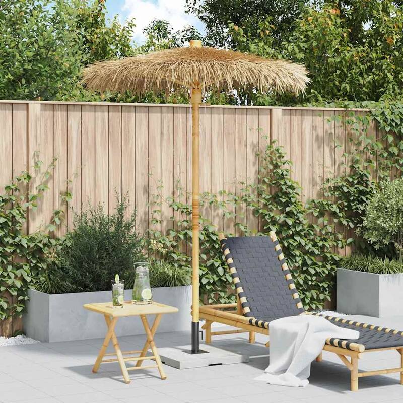 vidaXL Tiki Umbrella Natural Bamboo, Banana Leaf 59.1 in diameter - 82.7 x 59.1 x 16.5 in