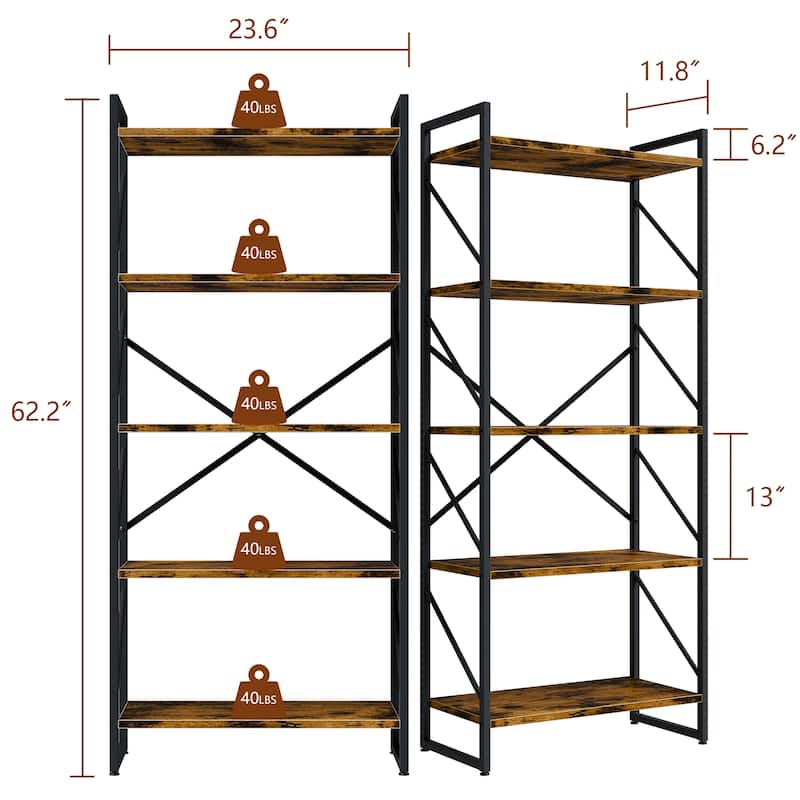 Futzca 5 Tier Storage Bookshelf