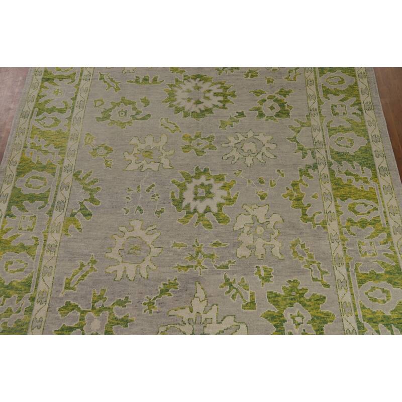 Hand Knotted Oriental 100% Wool Carpet Transitional All-Over Greys & Charcoal Oushak Area Rug - 13' 8'' X 9' 4''