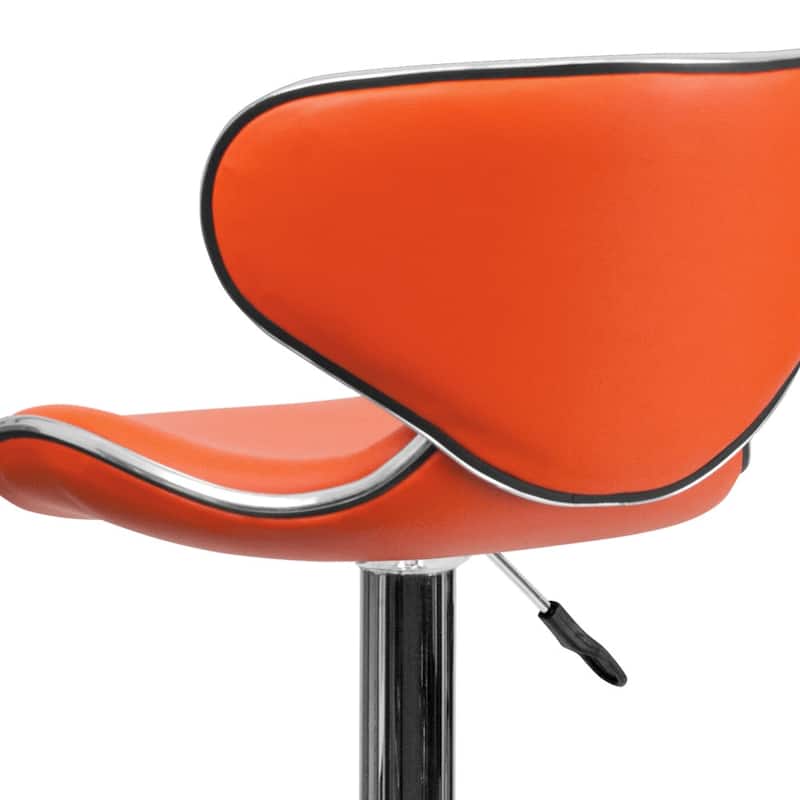 Contemporary Cozy Mid-back Vinyl Height-adjustable Chrome Barstool - 16"W x 17.5"D x 34.5" - 43"H