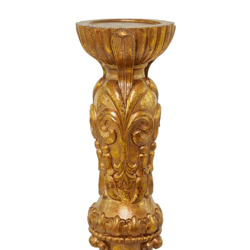 Brass Polystone Traditional Candle Holder - 10 x 11 x 29