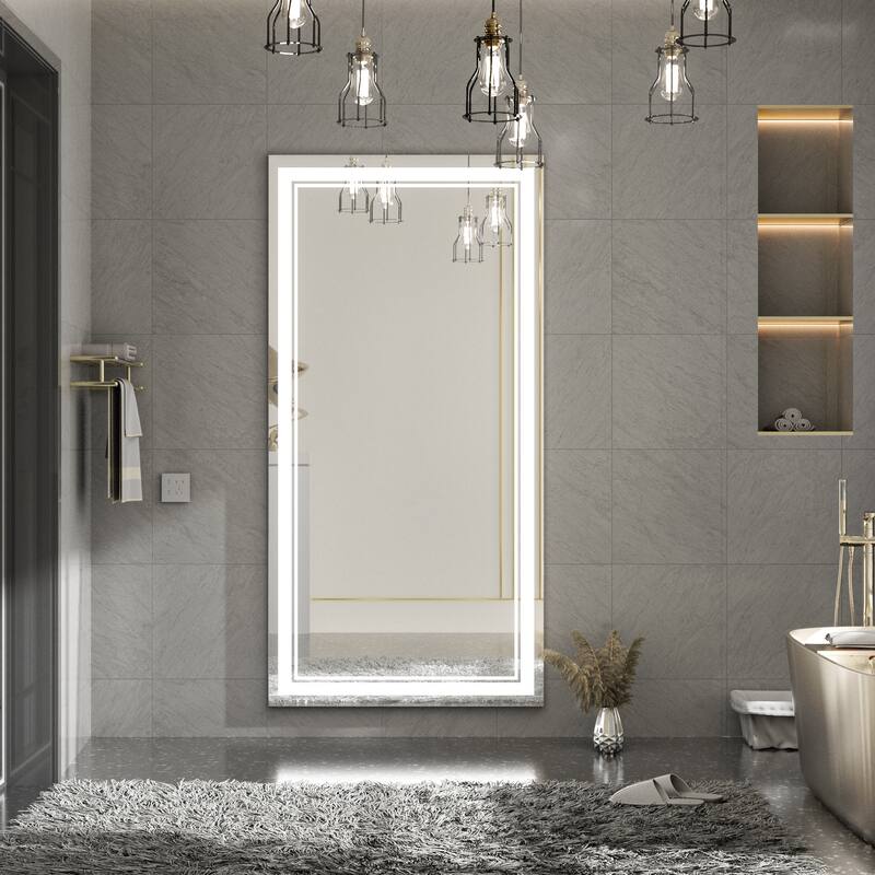 Keonjinn LED Front Light Bathroom Vanity Wall Mirror, 3 Color Temperatures, Anti-fog