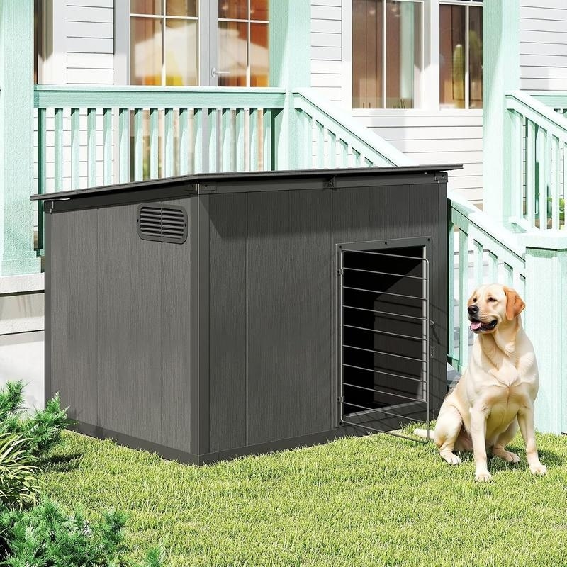 Domi Large Dog House Outdoor Weatherproof, Indoor Dog House with Lock Door