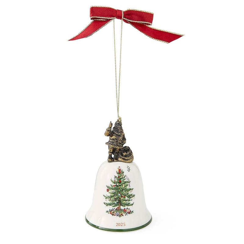 Spode Santa Annual Bell Ornament 2025 - Green