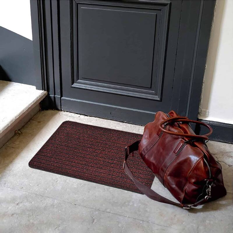 Outdoor Front Door Mat Chloe Polypropylene Latex Rug 24x16 Maroon