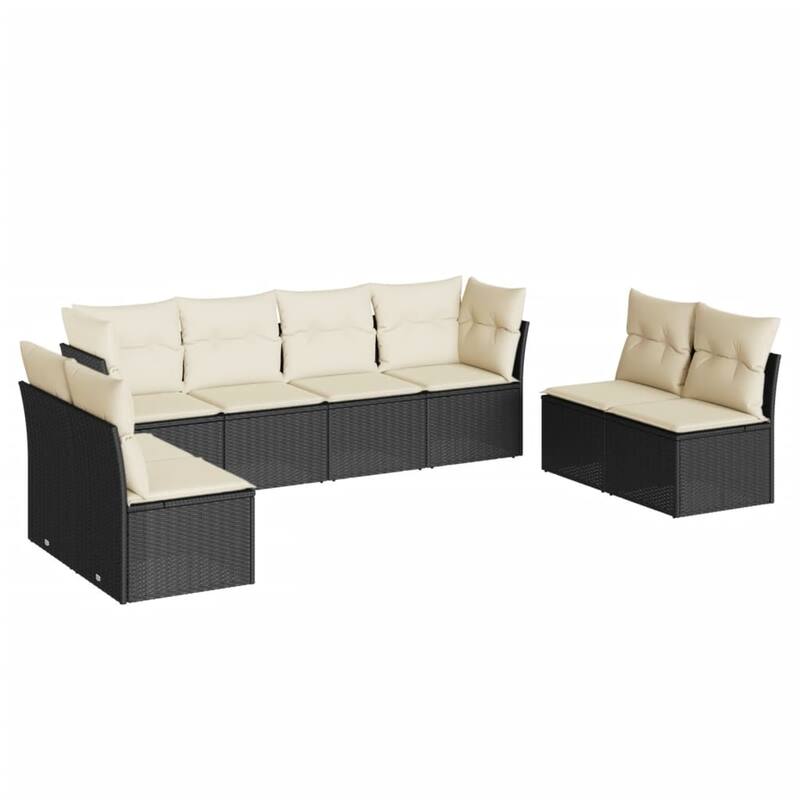 vidaXL Garden Sofa Set Black, Cream White - 24.4 x 24.4 x 27.2