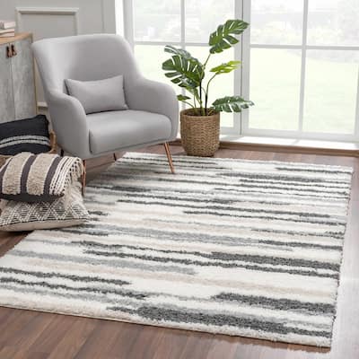 Hauteloom Lux Shag Collection Moroccan Farmhouse Shaggy High Plush Pile Area Rug