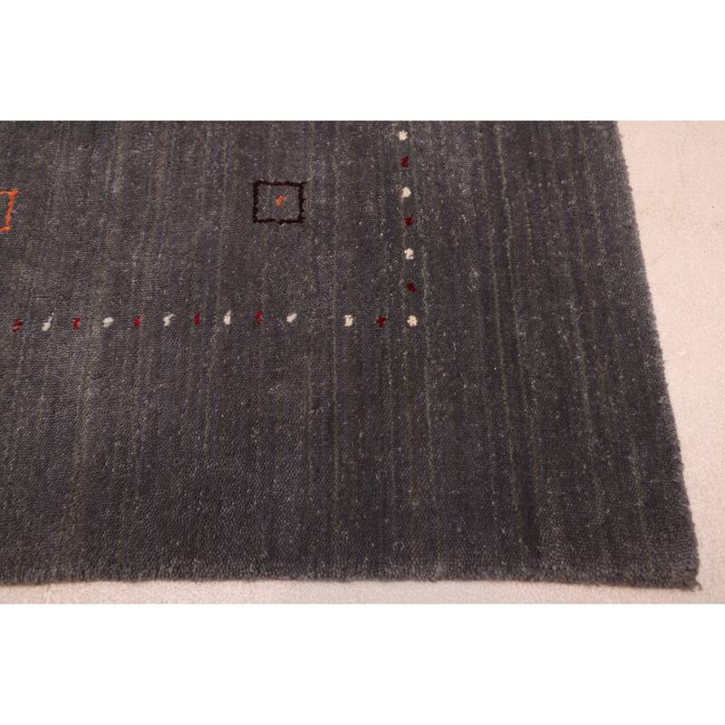 ECARPETGALLERY Hand Loomed Kashkuli Gabbeh Dark Grey Wool Rug - 5'2 x 6'11