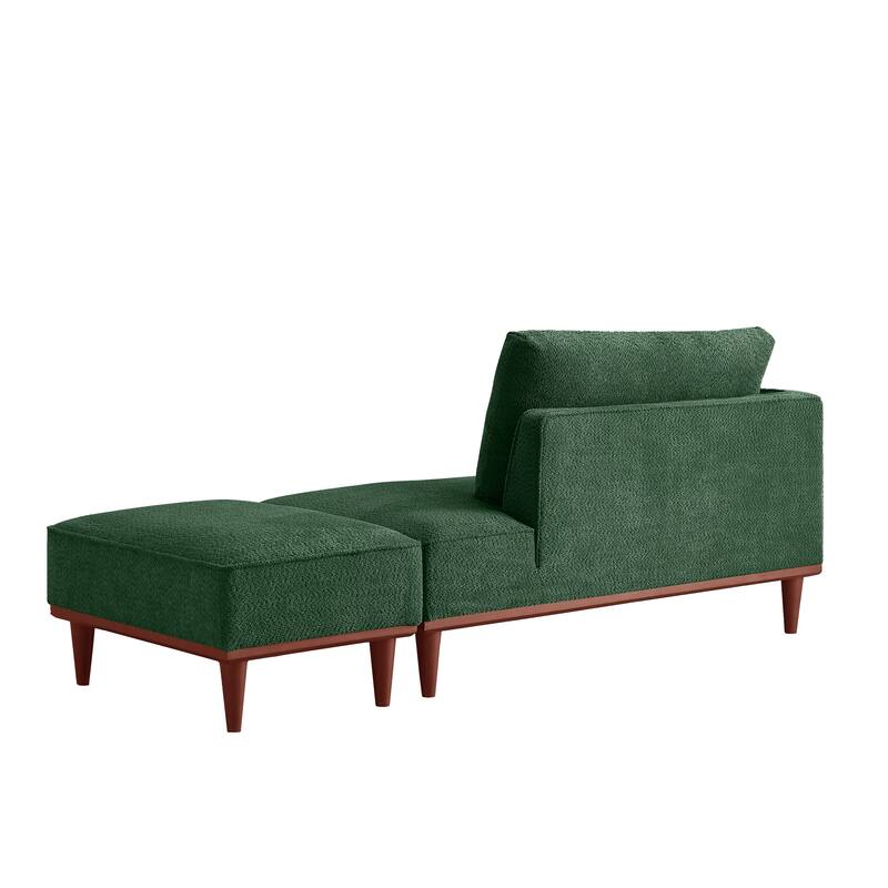 Upholstered Chaise Lounge and Stool for Living Room Bedroom, Quick assembly and maintenance Round wooden legs