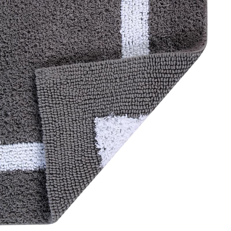 Better Trends Hotel Collection in Race Track 100% Cotton Super Absorbent Reversible Double Sided Machine Washable Bath Mat Rug