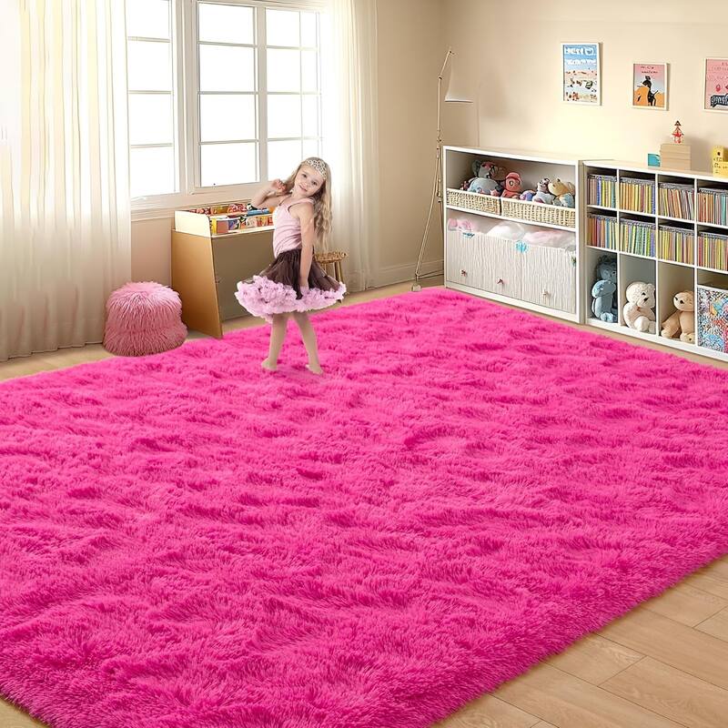 Living Room Bedroom Super Soft Pile Area Rug, Modern Shaggy Rugs, Non-Slip Pile Rugs for Kids