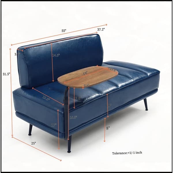 dimension image slide 1 of 4, 55"W Faux Leather End of Bed Bench With side table