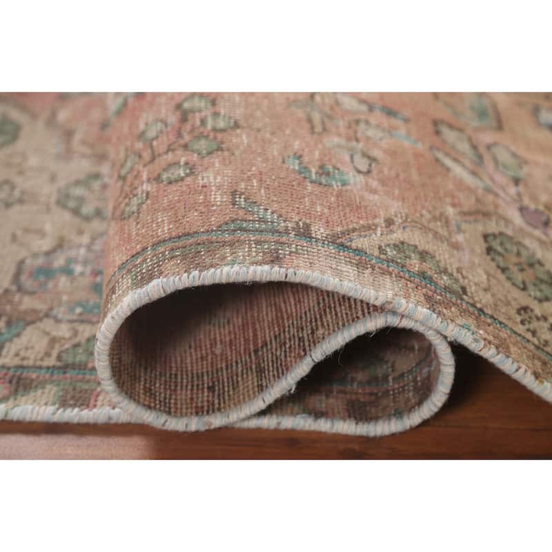 Distressed Tabriz Persian Accent Rug Handmade Wool Carpet - 3'1"x 4'7"